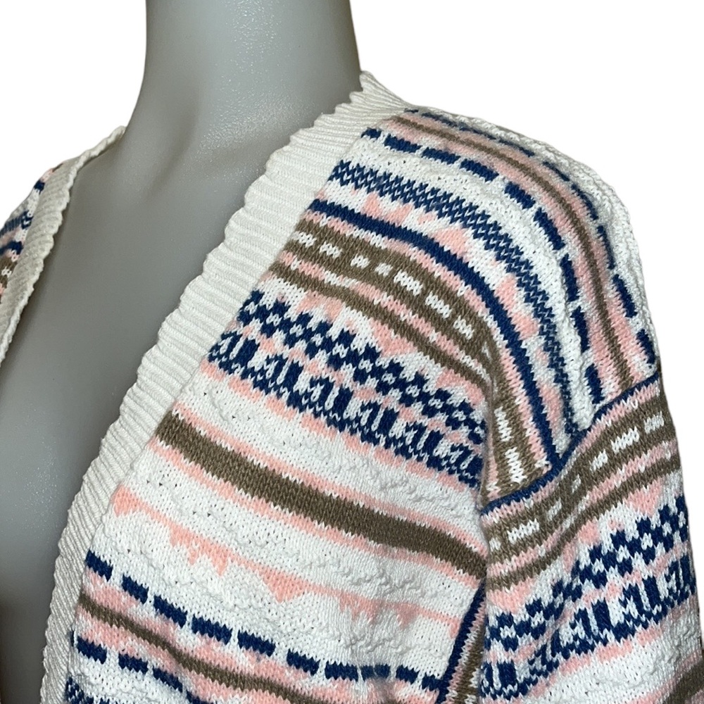 Vintage Cotton/Acrylic Textured Cardigan Sweater~S/M~See Measurements